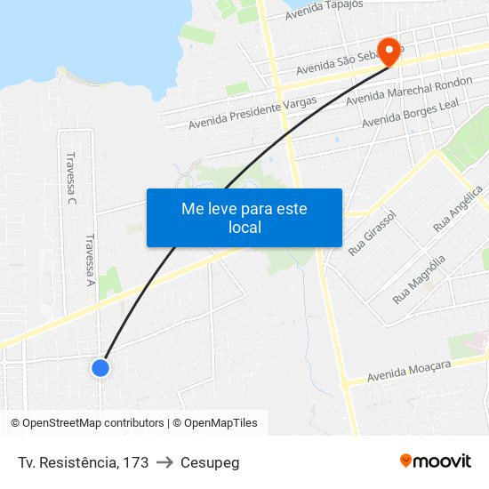 Tv. Resistência, 173 to Cesupeg map