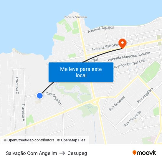 Salvação Com Angelim to Cesupeg map