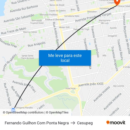 Fernando Guilhon Com Ponta Negra to Cesupeg map