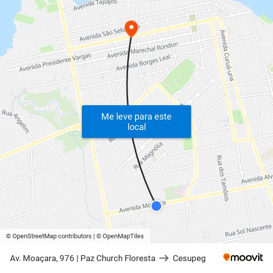 Av. Moaçara, 976 | Paz Church Floresta to Cesupeg map