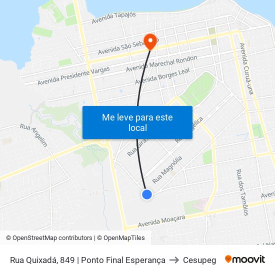 Rua Quixadá, 849 | Ponto Final Esperança to Cesupeg map