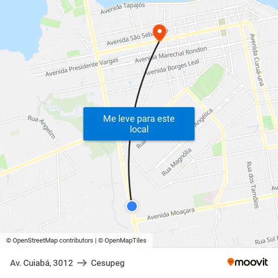 Av. Cuiabá, 3012 to Cesupeg map