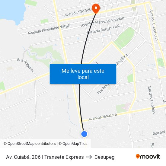 Av. Cuiabá, 206 | Transete Express to Cesupeg map