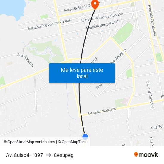 Av. Cuiabá, 1097 to Cesupeg map