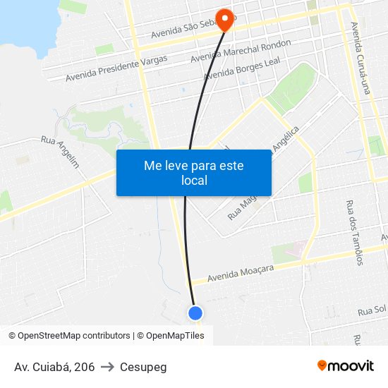 Av. Cuiabá, 206 to Cesupeg map