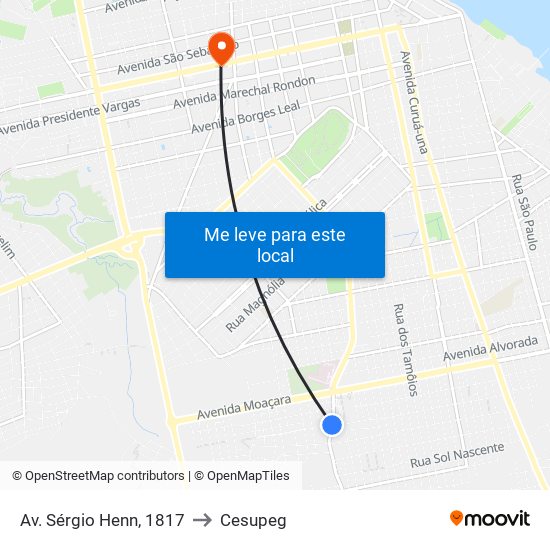 Av. Sérgio Henn, 1817 to Cesupeg map