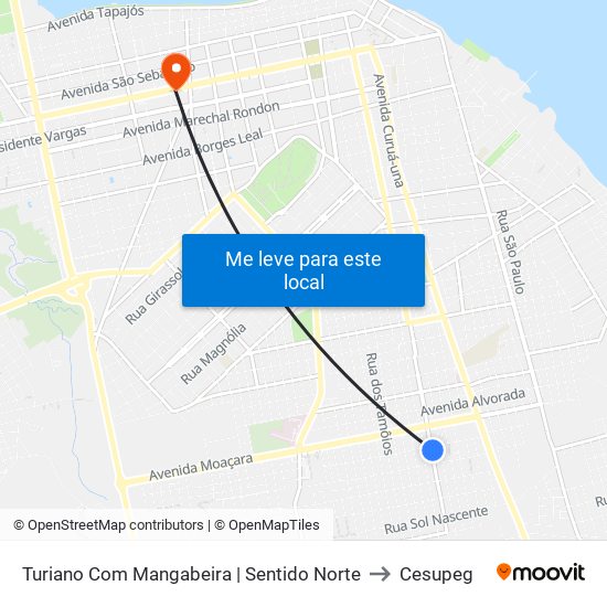 Turiano Com Mangabeira | Sentido Norte to Cesupeg map