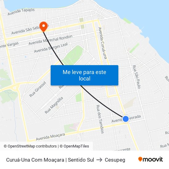 Curuá-Una Com Moaçara | Sentido Sul to Cesupeg map