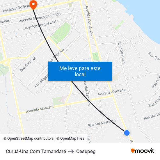 Curuá-Una Com Tamandaré to Cesupeg map