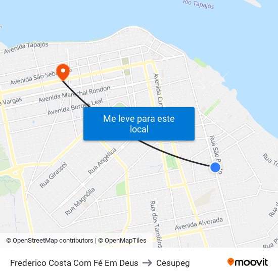 Frederico Costa Com Fé Em Deus to Cesupeg map