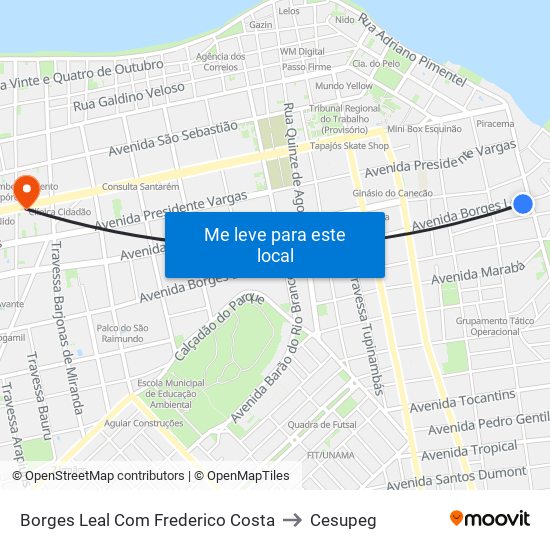 Borges Leal Com Frederico Costa to Cesupeg map