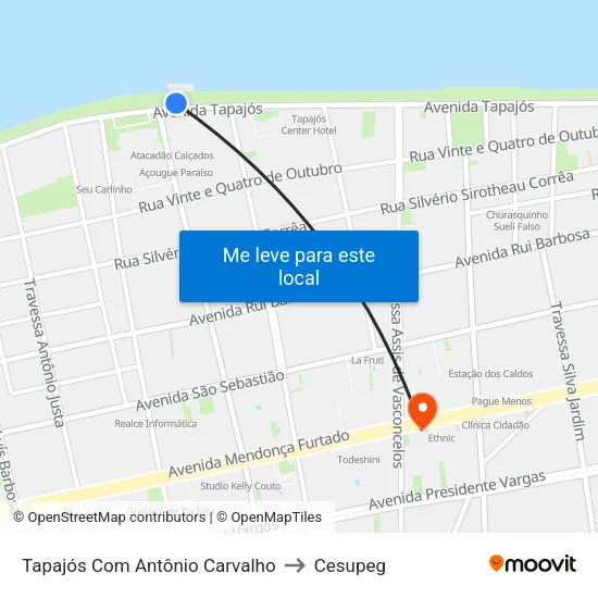 Tapajós Com Antônio Carvalho to Cesupeg map
