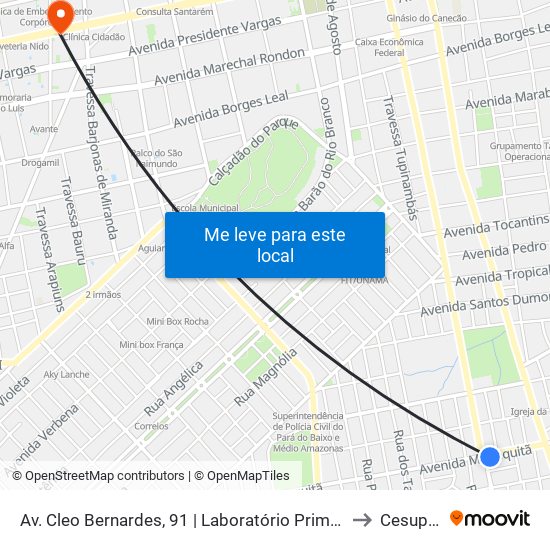 Av. Cleo Bernardes, 91 | Laboratório Primavera to Cesupeg map