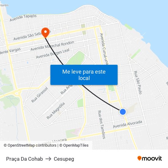 Praça Da Cohab to Cesupeg map