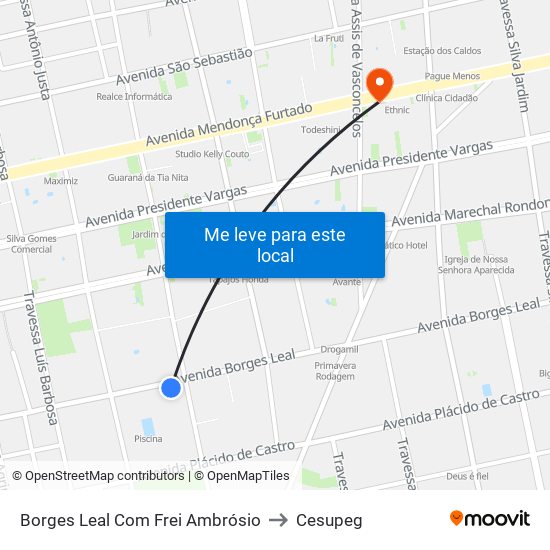 Borges Leal Com Frei Ambrósio to Cesupeg map