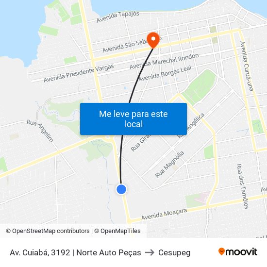 Av. Cuiabá, 3192 | Norte Auto Peças to Cesupeg map