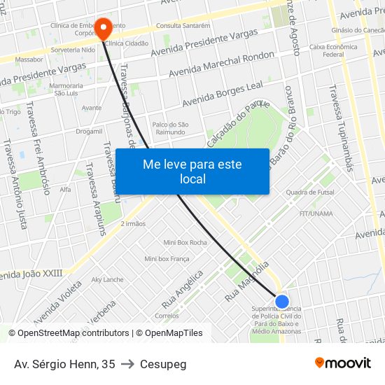 Av. Sérgio Henn, 35 to Cesupeg map