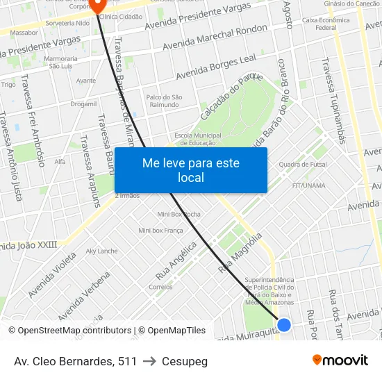 Av. Cleo Bernardes, 511 to Cesupeg map