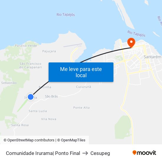 Comunidade Irurama| Ponto Final to Cesupeg map