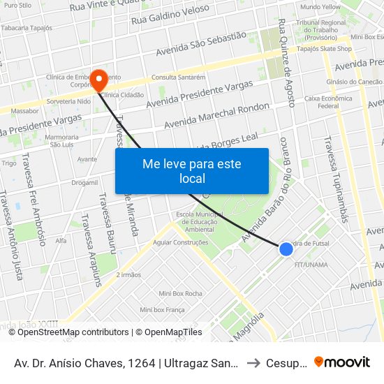 Av. Dr. Anísio Chaves, 1264 | Ultragaz Santarém to Cesupeg map