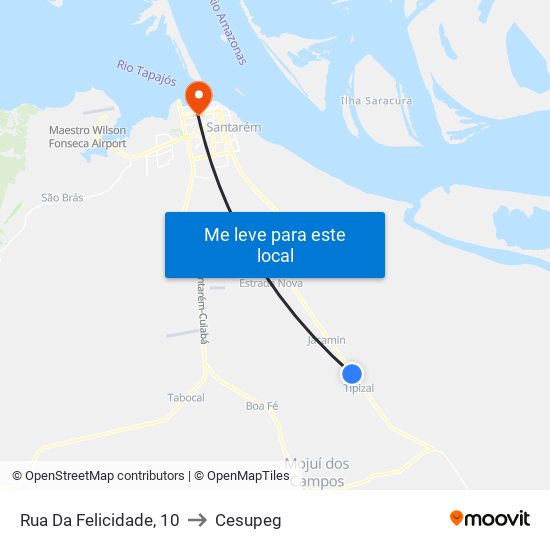 Rua Da Felicidade, 10 to Cesupeg map
