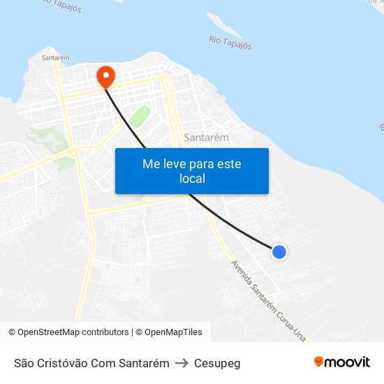 São Cristóvão Com Santarém to Cesupeg map