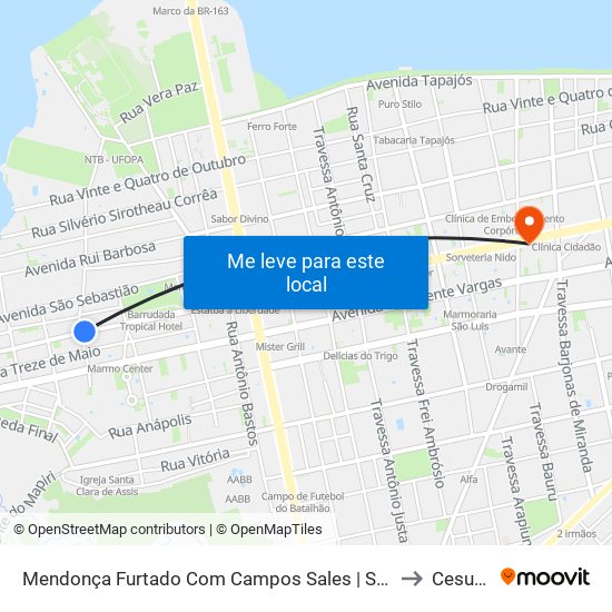 Mendonça Furtado Com Campos Sales | Sentido Oeste to Cesupeg map