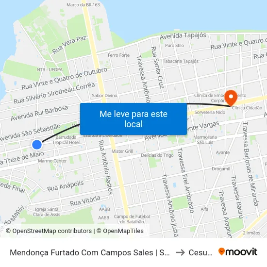 Mendonça Furtado Com Campos Sales | Sentido Oeste to Cesupeg map