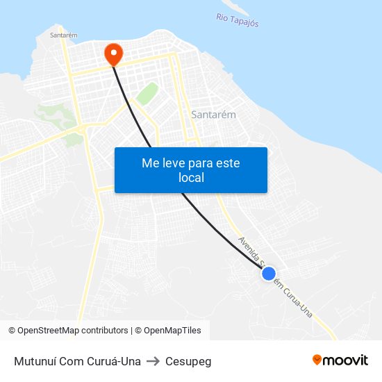 Mutunuí Com Curuá-Una to Cesupeg map