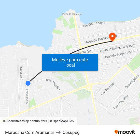 Maracanã Com Aramanaí to Cesupeg map