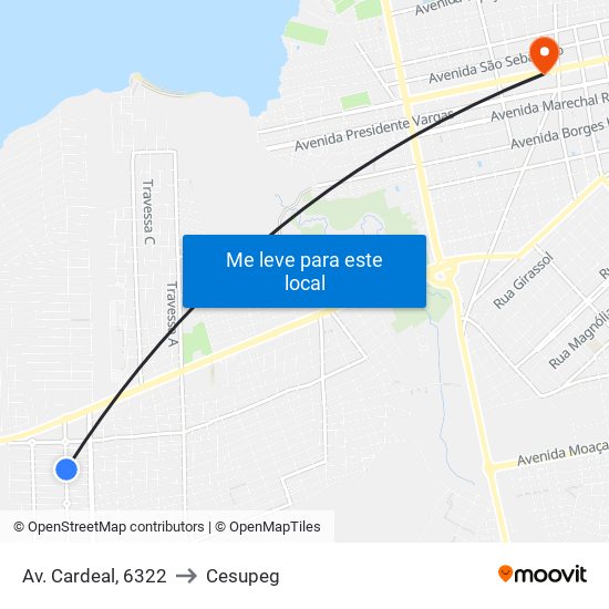 Av. Cardeal, 6322 to Cesupeg map