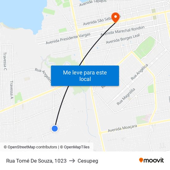 Tomé De Souza Com Santa Luzia to Cesupeg map