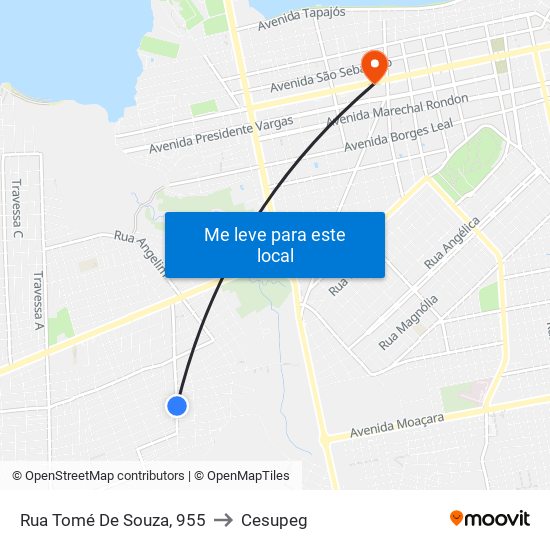 Rua Tomé De Souza, 955 to Cesupeg map