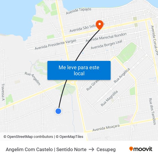 Angelim Com Castelo | Sentido Norte to Cesupeg map