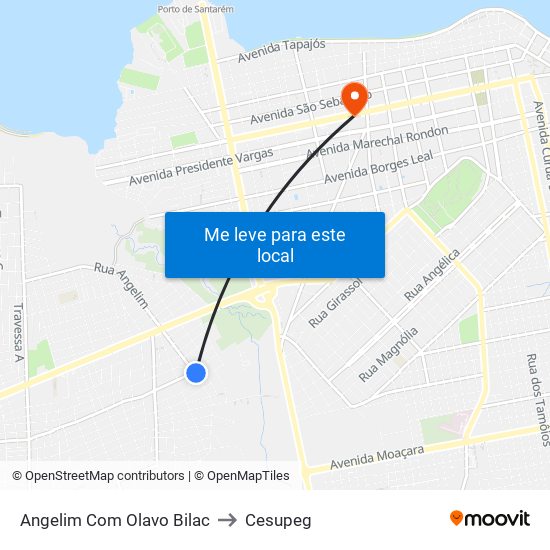 Angelim Com Olavo Bilac to Cesupeg map