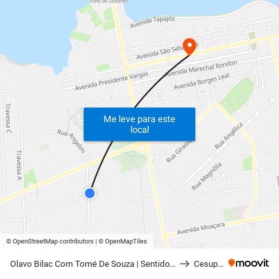 Olavo Bilac Com Tomé De Souza | Sentido Oeste to Cesupeg map