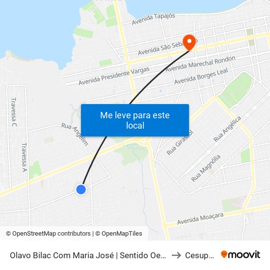 Olavo Bilac Com Maria José | Sentido Oeste to Cesupeg map