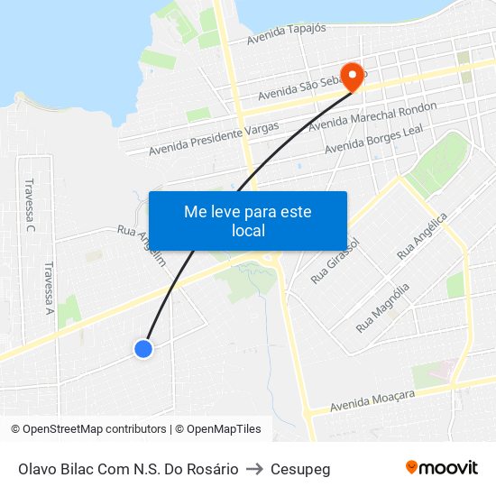 Olavo Bilac Com N.S. Do Rosário to Cesupeg map