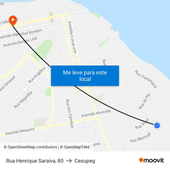 Rua Henrique Saraiva, 80 to Cesupeg map