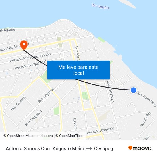 Antônio Simões Com Augusto Meira to Cesupeg map