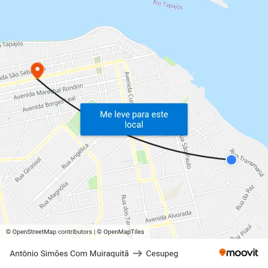 Antônio Simões Com Muiraquitã to Cesupeg map