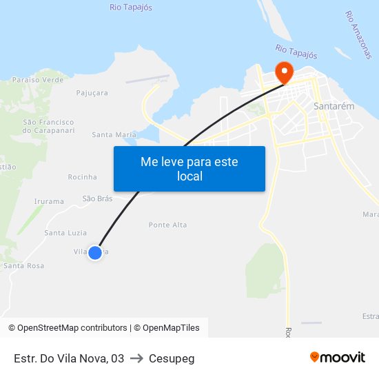Vila Nova to Cesupeg map