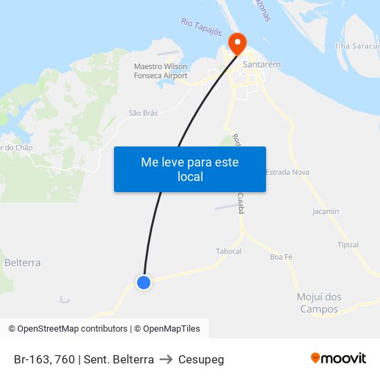 Br-163, 760 | Sent. Belterra to Cesupeg map