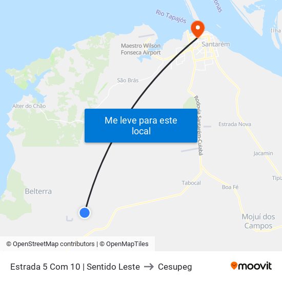 Estrada 5 Com 10 | Sentido Leste to Cesupeg map