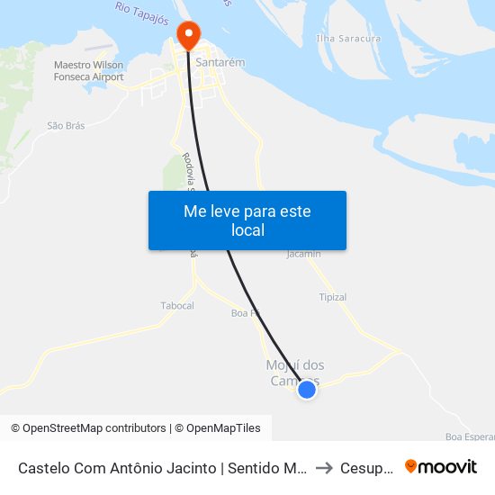 Castelo Com Antônio Jacinto | Sentido Mojuí to Cesupeg map