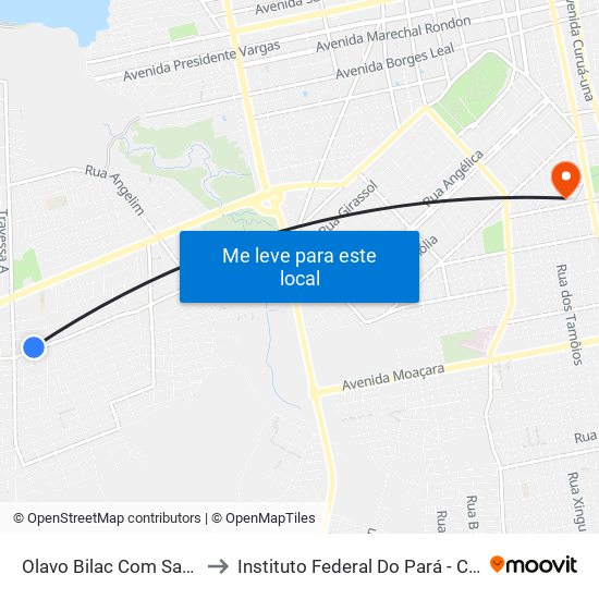 Olavo Bilac Com Santa Teresinha to Instituto Federal Do Pará - Campus Santarém map