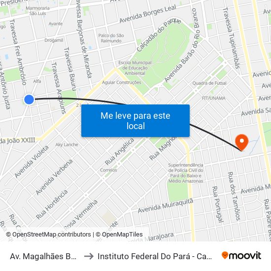 Av. Magalhães Barata, 520 to Instituto Federal Do Pará - Campus Santarém map