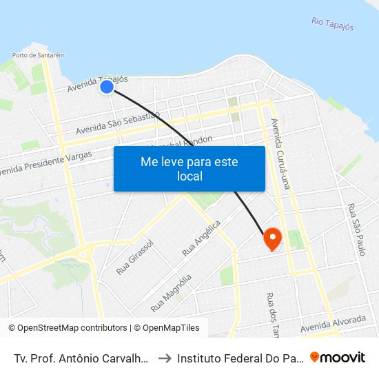 Tv. Prof. Antônio Carvalho, 1439 | Mercadão 2000 to Instituto Federal Do Pará - Campus Santarém map