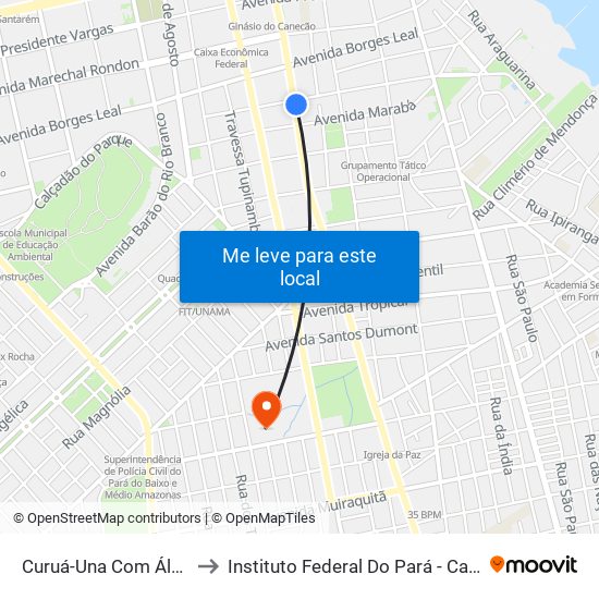 Curuá-Una Com Álvaro Adolfo to Instituto Federal Do Pará - Campus Santarém map