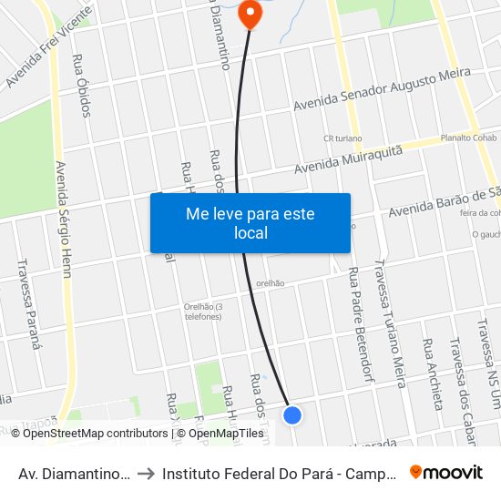 Av. Diamantino, 1380 to Instituto Federal Do Pará - Campus Santarém map